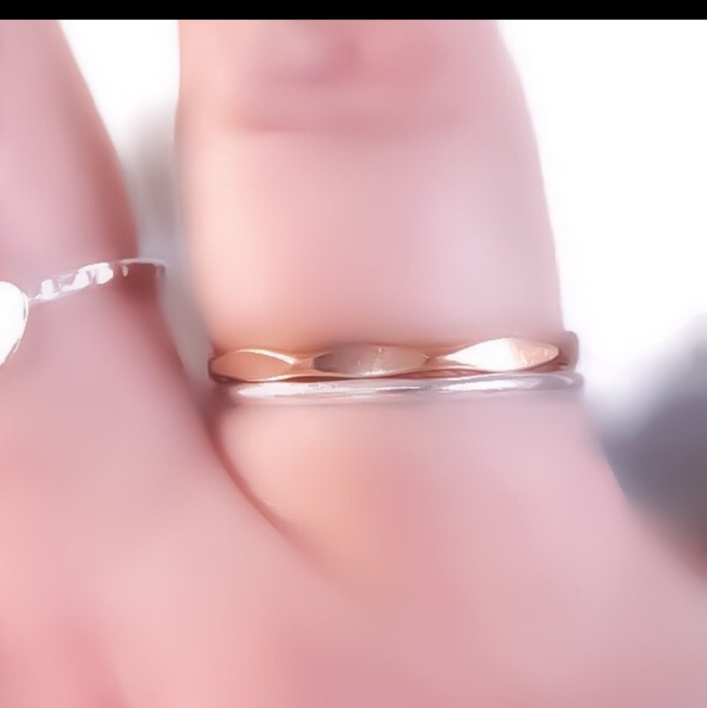 14k Rose Gold Faceted Stacker Ring